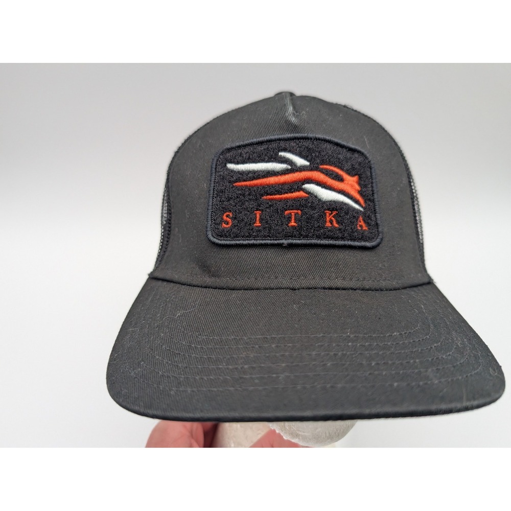 Sitka Mid-Pro Trucker Hat Black Mesh Snapback Mid Profile Logo Patch
